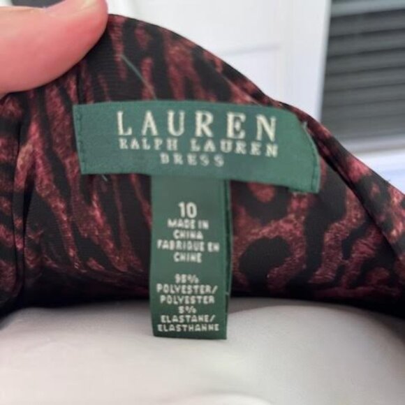 Lauren Ralph Lauren Stretch Jersey Knit Leopard Dress Print Size 10 Midi - Picture 2 of 12